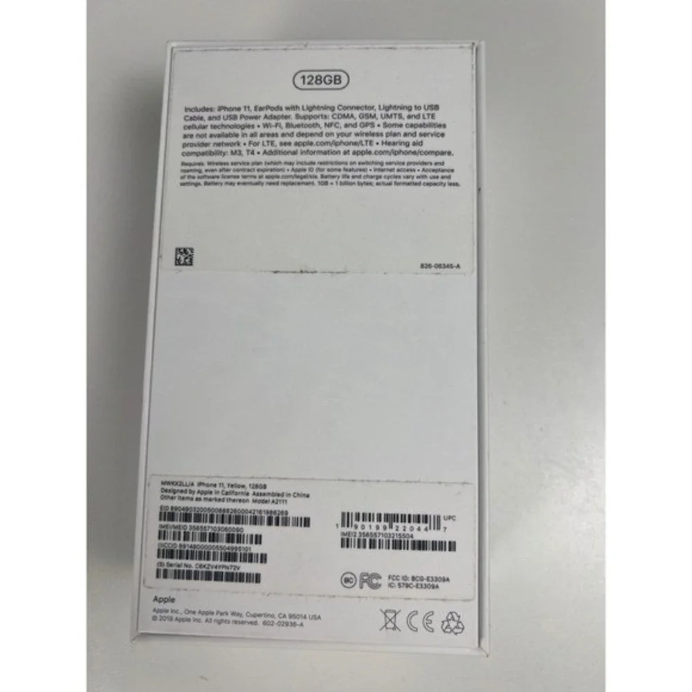 BOX ONLY** Apple iPhone 11 Yellow 128GB‎ Box